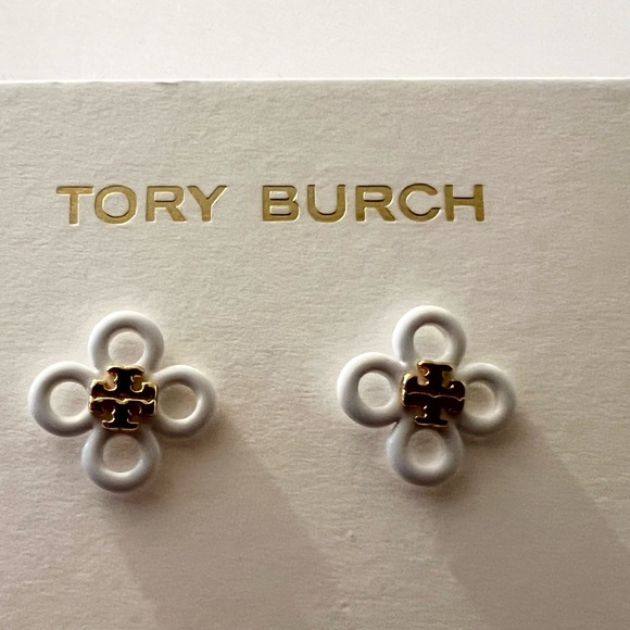 Tory Burch Kira Small Clover Enamel Stud Earrings - Picture 2 of 4